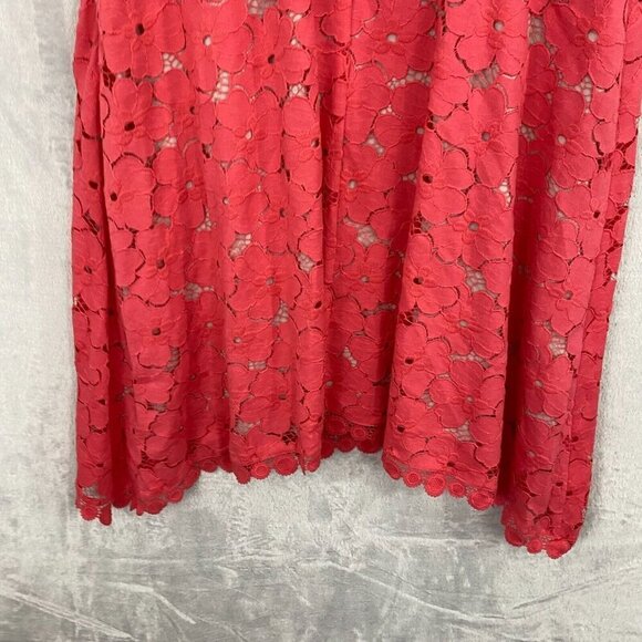 Adrianna Papell Midi Floral Lace Dress Sz‎ 12 Pink Sleeveless Sundress Sharkbite - Picture 13 of 15